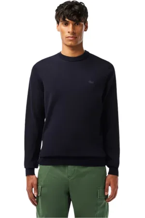 Lacoste Strik, Herre, Blå, 3XL, Uld, Merino Uld Rund Hals Sweater Navy