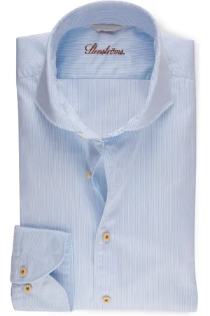 Stenströms Skjorte, Herre, Blå, 2XL, Bomuld, Casual Light Pinstriped Twill Shirt