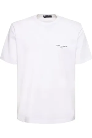 Comme des Garçons Top, Herre, Hvid, L, Bomuld, Logo Print Bomuld T-shirt