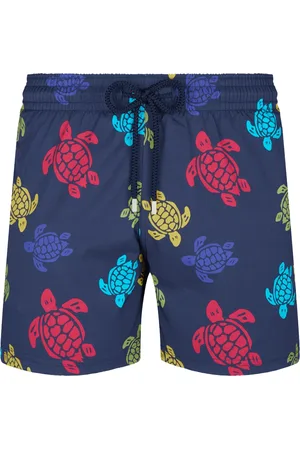 Vilebrequin Badetøj, Herre, Flerfarvet, L, Uld, Farverige elastiske badeshorts med skildpaddeprint