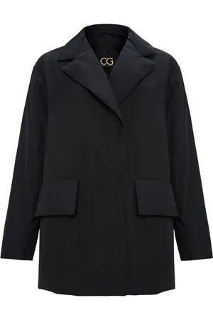CESARE GASPARI Jakke, Dame, Sort, 2XL, Uld, Bæltet Quiltet Blazer - Sort