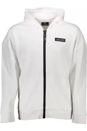 Philipp Plein Sweathshirts & Hoodies, Herre, Hvid, L, Bomuld, Sporty Hoodie med Kontrastdetaljer