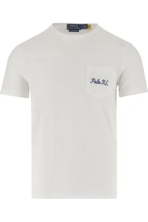 Ralph Lauren Top, Herre, Hvid, S, Bomuld, Bomuld T-shirt med Logo Print