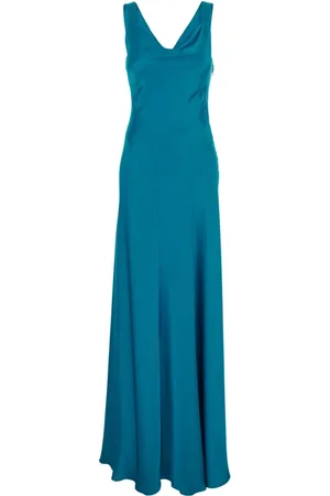 Alberta Ferretti Kjole, Dame, Blå, S, Satin, Blå Satinkjole med Cut-Out Detalje
