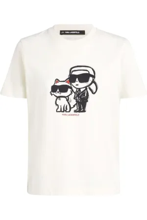 Karl Lagerfeld Top, Dame, Hvid, M, Bomuld, T-shirt Ikon Sketch