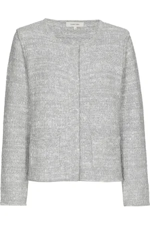 Marie Méro Jakke, Dame, Grå, 4XL, Grå Strikjakke med Moderne Twist