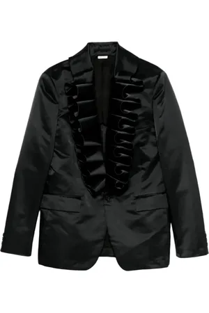 Comme des Garçons Jakke, Herre, Sort, L, Polyester, Dynamisk Ruffle Blazer