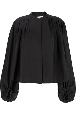 Rohe Bluser & Skjorter, Dame, Sort, S, Silke Mandarin Krave Sort Top