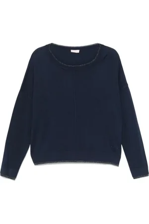 Liu Jo Strik, Dame, Blå, S, Blå Sweater med Ribbed Manchetter