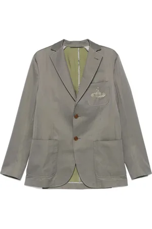 Vivienne Westwood Jakke, Herre, Grå, 2XL, Grå Knappet Jakke med Lommer