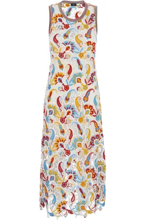 Etro Kjole, Dame, Flerfarvet, XS, Blomsterprint Ærmeløs Lang Kjole