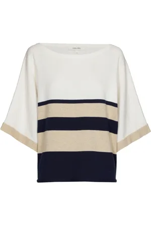 Marie Méro Strik, Dame, Flerfarvet, S, Uld, Stribet Bådhals Pullover