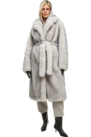 CESARE GASPARI Frakke, Dame, Grå, S, Faux Fur, Luksuriøs Faux Fur Frakke Natalie- Grå