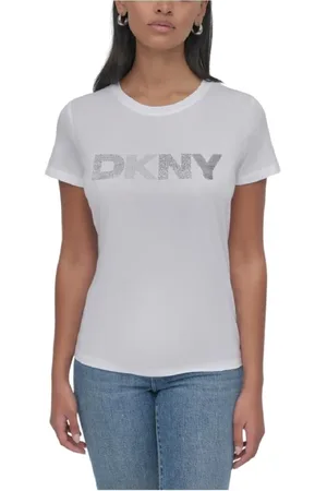 DKNY Top, Dame, Hvid, M, Bomuld, Mixet udsmykket T-shirt