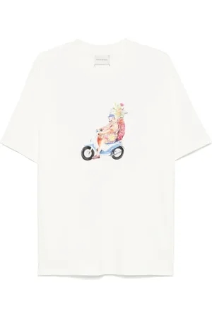 Drôle de Monsieur Top, Herre, , L, Hvid Crew Neck Kortærmet T-shirt