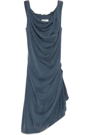 Vivienne Westwood Kjole, Dame, Blå, S, Blå Side Slids Cowl Neck Kjole