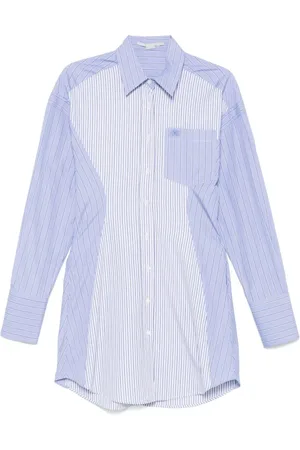 Stella McCartney Kjole, Dame, Blå, XS, Bomuld, Stribet Skjortekjole Mini Kjole