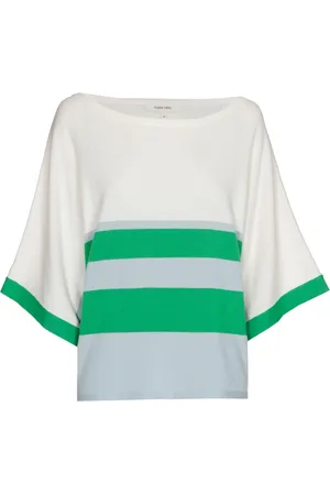 Marie Méro Strik, Dame, Flerfarvet, L, Uld, Stribet Bådhals Pullover