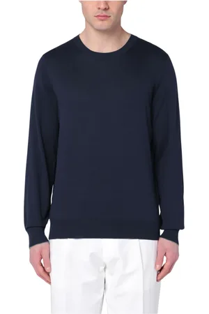 Brunello Cucinelli Strik, Herre, Blå, M, Rundhals T-shirt