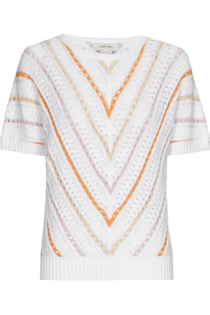 Marie Méro Strik, Dame, Hvid, 4XL, Bomuld, Herringbone Strik Pullover