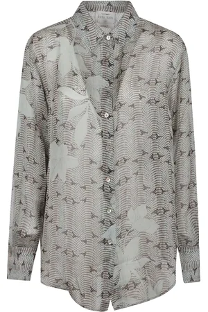 FORTE FORTE Bluser & Skjorter, Dame, Grå, S, Chiffon, Trykt Chiffon Silke Lily Skjorte