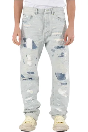 Purple Brand Jeans, Herre, Blå, W31, Denim, Straight Leg Denim Jeans Frayed