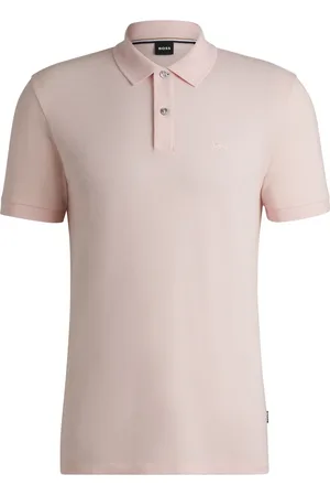 HUGO BOSS Top, Herre, Lyserød, L, Bomuld, Pima Bomuld Polo Skjorte med Logo