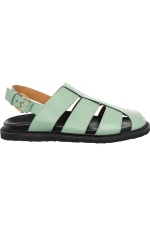 Moschino Sko, Dame, Grøn, 39 EU, Læder, Justerbare rem sandaler, ensfarvet