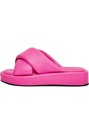CESARE GASPARI Sko, Dame, Lyserød, 42 EU, Læder, Læder Platform Mule - Fuchsia