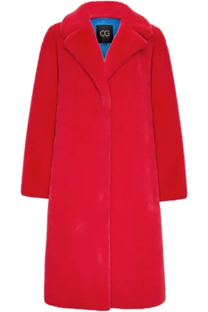 CESARE GASPARI Frakke, Dame, Rød, L, Polyester, Deluxe Lang Bagtryk Frakke Elskere - Rød