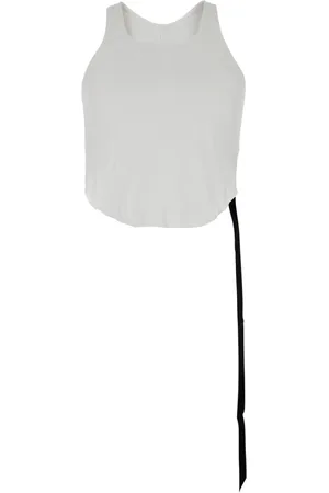 Rick Owens Top, Herre, Hvid, S, Bomuld, Hvid Racerback Top med Oversize Bånd
