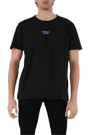 Dondup Top, Herre, Sort, XL, Bomuld, Jersey T-shirt med for- og bagtryk