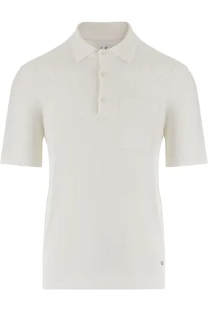 C.P. Company Top, Herre, Hvid, L, Bomuld, Bomuldspolo med logodetalje