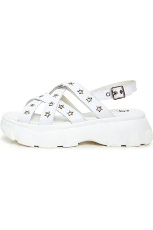 CESARE GASPARI Sko, Dame, Hvid, 40 EU, Uld, Chunky Platform Sandaler - Hvid