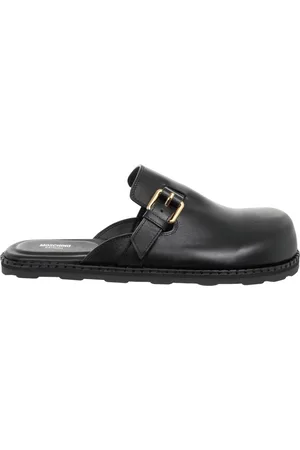 Moschino Sko, Herre, Sort, 44 EU, Uld, Justerbar Spænde Tøffel, Ensfarvet
