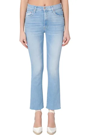 Mother Jeans, Dame, Blå, W28, Almindelig pasform Sneak Jeans