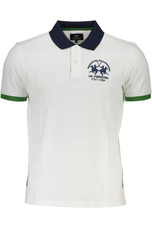 La Martina Top, Herre, Hvid, M, Bomuld, Elegant hvid bomuldspolo med kontrastfarvede accenter