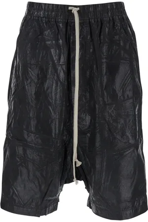 Rick Owens Shorts, Herre, Sort, L, Bomuld, Sorte Drop Crotch Snørebukser