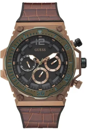 Guess Tilbehør, Herre, Brun, ONE SIZE, Brun Silikone Kvarts Analog Ur