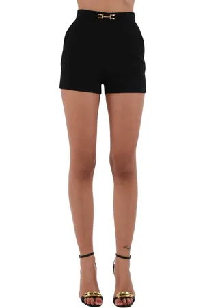 Elisabetta Franchi Shorts, Dame, Sort, M, Polyester, Crêpe shorts med gyldne detaljer