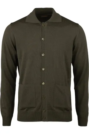 Stenströms Strik, Herre, Grøn, 2XL, Uld, Merino Wool Cardigan i Mørkegrøn