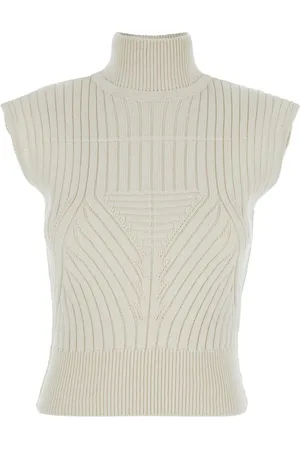 Rick Owens Strik, Dame, Hvid, S, Uld, Hvid Ærmeløs Uld Top Høj Hals