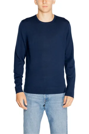 Calvin Klein Strik, Herre, Blå, S, Uld, Genbrugsuld Crew Neck Sweater