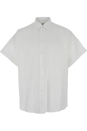 Dolce & Gabbana Skjorte, Herre, Hvid, M, Linned, Hvid Linnedskjorte Klassisk Krave Korte Ærmer