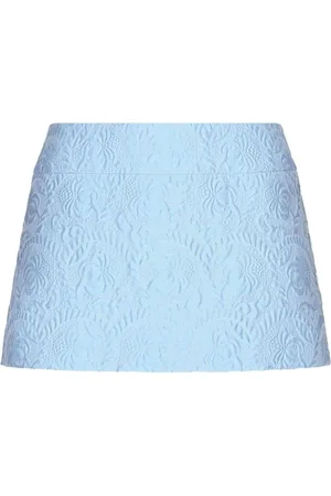 Dolce & Gabbana Nederdel, Dame, Blå, 2XS, Brokade Mini Nederdel