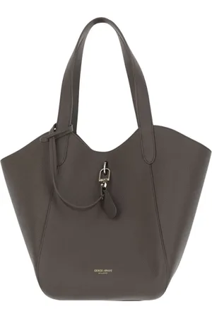 Giorgio Armani Taske, Dame, Brun, ONE SIZE, Læder, Logo Læder Tote Taske med Clutch