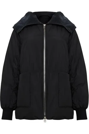 CESARE GASPARI Jakke, Dame, Sort, S, Tyl, Shearling-Krave Puffer Jakke - Sort