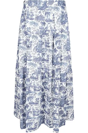 Staud Nederdel, Dame, Blå, 2XS, Bomuld, China Toile Sea Nederdel