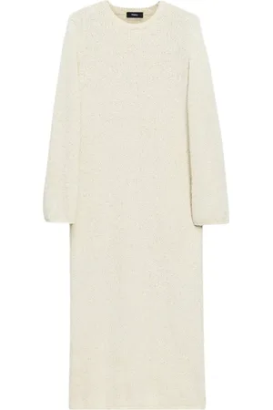 THEORY Kjole, Dame, , S, Bomuld, Offwhite Bouclé Midi Kjole