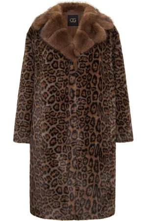CESARE GASPARI Frakke, Dame, Brun, M, Faux Fur, Elegant Leopard Print Faux Fur Coat Ivy